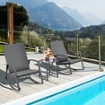 thumbnail image 3 of Gymax 3PCS Rattan Bistro Rocking Chair Set Patio Furniture Set w/ Gray Cushions, 3 of 10