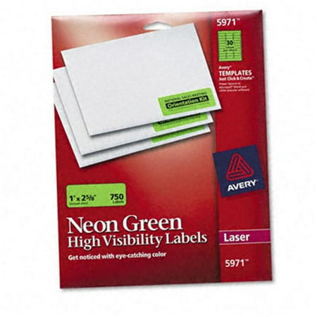 avery 5971 neon laser labels 1 x 2 5 8 fluorescent green avery laser