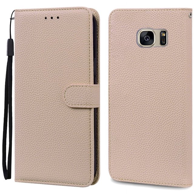 S7Edge Case For Samsung Galaxy S7 Case Leather Wallet On For Samsung S7 Edge Case Soft Flip Cover For Samsung S7 S 7 Edge Fundas Beige For Samsung S7 Edge