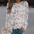 thumbnail image 1 of Qiopertar Mode Femmes Imprimé Col Rond Pull Tops Manches Longues Blouse Confortable Chandail en Molleton Offres de la Semaine Liquidation Moins de 5$ jusqu'à 90 % de Réduction, 1 of 5