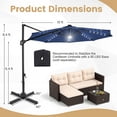 thumbnail image 3 of Costway 10 FT Cantilever Patio Umbrella with Solar LED Lights, 360° Rotation, Easy Tilt Navy Blue, 3 of 10