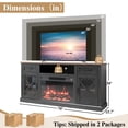thumbnail image 7 of PAPROOS 70" Fireplace TV Stand for TVs up to 75", Farmhouse Entertainment Center with 23" Electric Fireplace, 2 Drawers, X-Glass Cabinets & Open Shelf, Black and Brown, 7 of 7