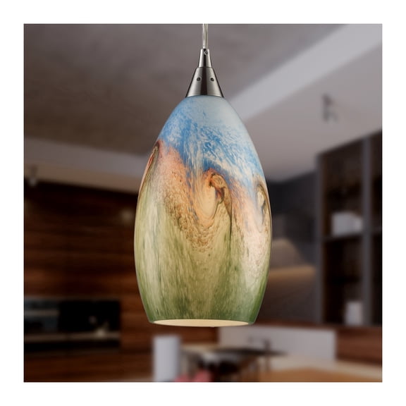 Elk Home Geologic 6-inch Wide 1-Light Pendant in Satin Nickel