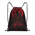 thumbnail image 1 of Easygdp Red Gothic Skeleton Throne Print Drawstring Backpack, Beach Sackpack, Travel Sackpack Lightweight for Sports, Gym, Travel, Swimming-Medium, 1 of 6