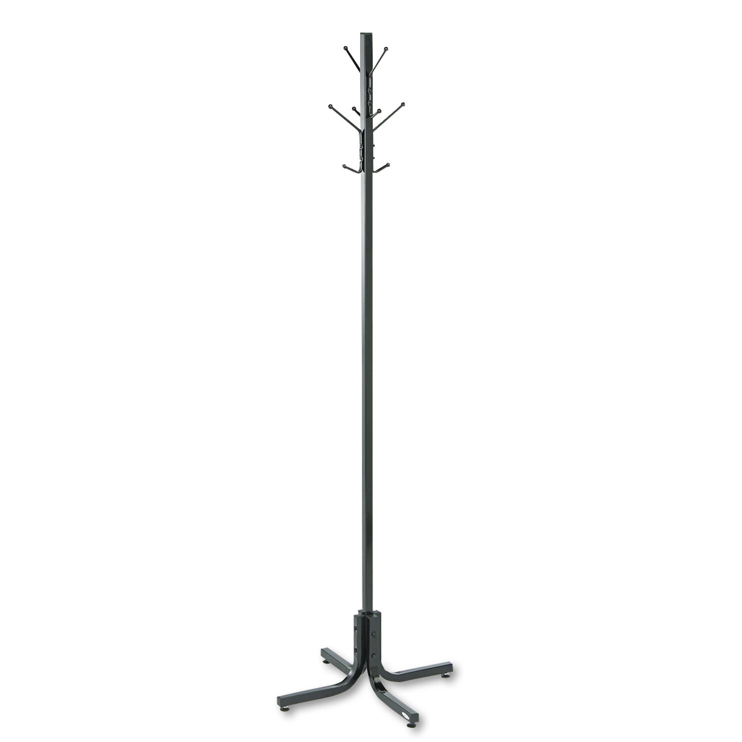 4163BL Safco Products Metal Coat Rack with Four Ball-Tipped Double-Hooks Black