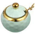 thumbnail image 1 of Ceramic Sugar Container with Lid and Spoon Porcelain Seasoning Bowl Salt and Condiment Jar, 1 of 9