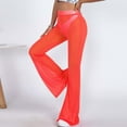 thumbnail image 4 of Fiaer Women's Yoga Flared Pants Mesh See Through Stretch Bell Bottoms Trousers Elastic High Waisted Solid Color Slacks Red S, 4 of 5