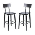 thumbnail image 2 of Merrick Lane Dining Bar Stool with Solid Beechwood Seat, Back, and Frame, Sturdy Metal Support, Footrest in Black - Set of 2, 2 of 17