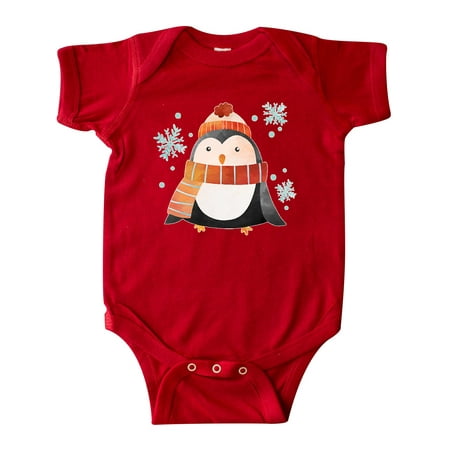 

Inktastic Cute Winter Penguin in Hat and Scarf with Snowflakes Gift Baby Boy or Baby Girl Bodysuit
