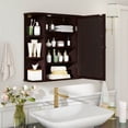 thumbnail image 2 of Costway Multipurpose Mount Wall Surface Bathroom Storage Cabinet Mirror Brown, 2 of 10