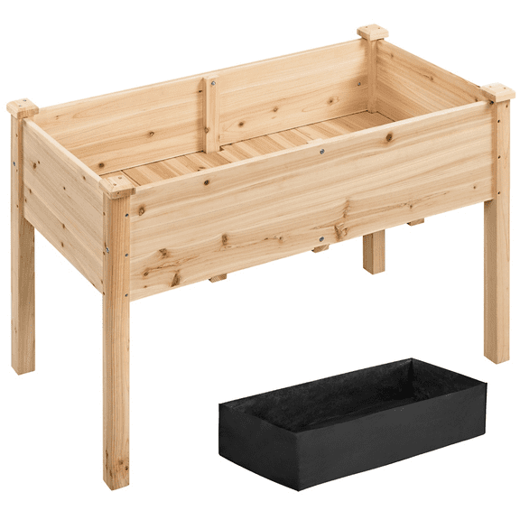 Alden Design Wooden Outdoor Rectangular Raised Bed Planter Box, 47.51″ L × 23.51″ W × 30.05″ H