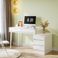 thumbnail image 1 of Computer Desk with 5 Drawers, Modern Home Office Desk with Reversible Drawers, Glossy White, 1 of 9