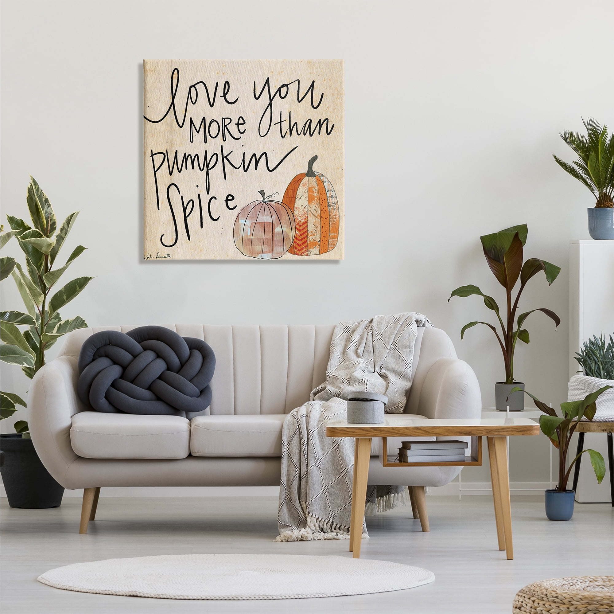 Stupell Industries Love You More Than Pumpkin Spice Phrase Patterned Gourds, 30 x 30, Designed by Katie Doucette