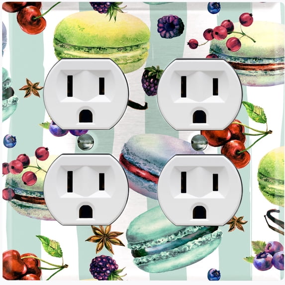 Metal Light Switch Plate Cover Macaron Fruits and Spices French Desserts CAK022