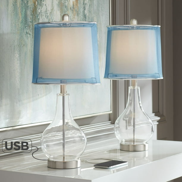 360 Lighting Modern Accent Table Lamps Set of 2 with USB Charging Port