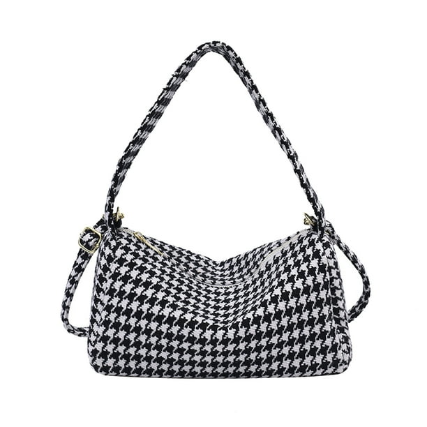 Qarigey Bolso de hombro de lona para mujer, bolso de mano informal de viaje a cuadros, bandolera de gran capacidad, organizadores, bolsos de mensajero de Bolsas de mensajero y de hombro Negro Qarigey AP012670-03