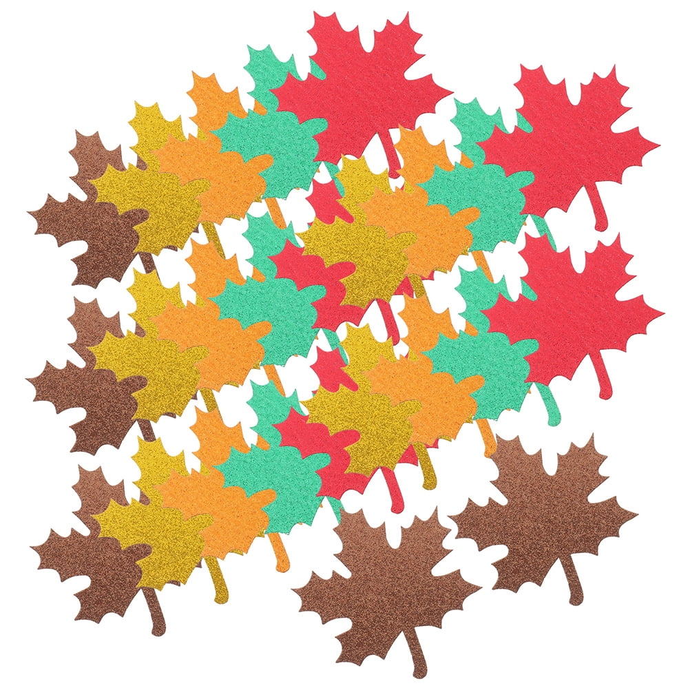 WASHWEPE 30Pcs Fall Leaves Table Decor Maple Leaf Shape Mixed Color Paper For Thanksgiving Day Celebrations