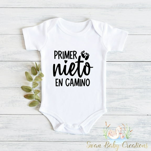 Primer Nieto En Camino Baby Outfit, Spanish Baby Announcement Outfit, Pregnancy Reveal To Grandparents, First Grandchild Baby, 1St Grandbaby Cute And Cool Baby Bodysuit, Baby Bodysuit Lat 4424