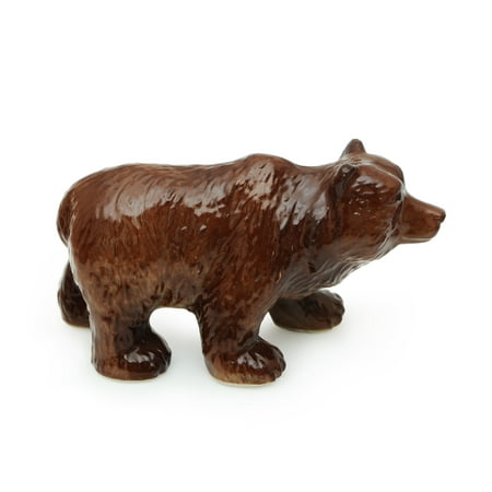 Handmade Miniatures Ceramic Brown Bear Figurine Animals Decor 