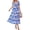 Blue White Flower, variant on Womens Square Neck Smocked Dress Summer Puff Short Sleeve Floral Casual Ruffle Tiered Maxi Wedding Guest Dresses