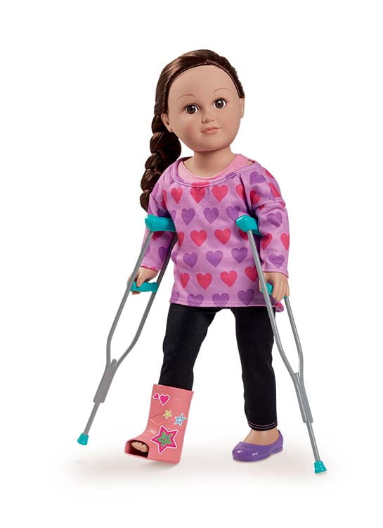 Crutches Cast Dolls Accessory Set Kids Pretend Play Miniature Toy Gift