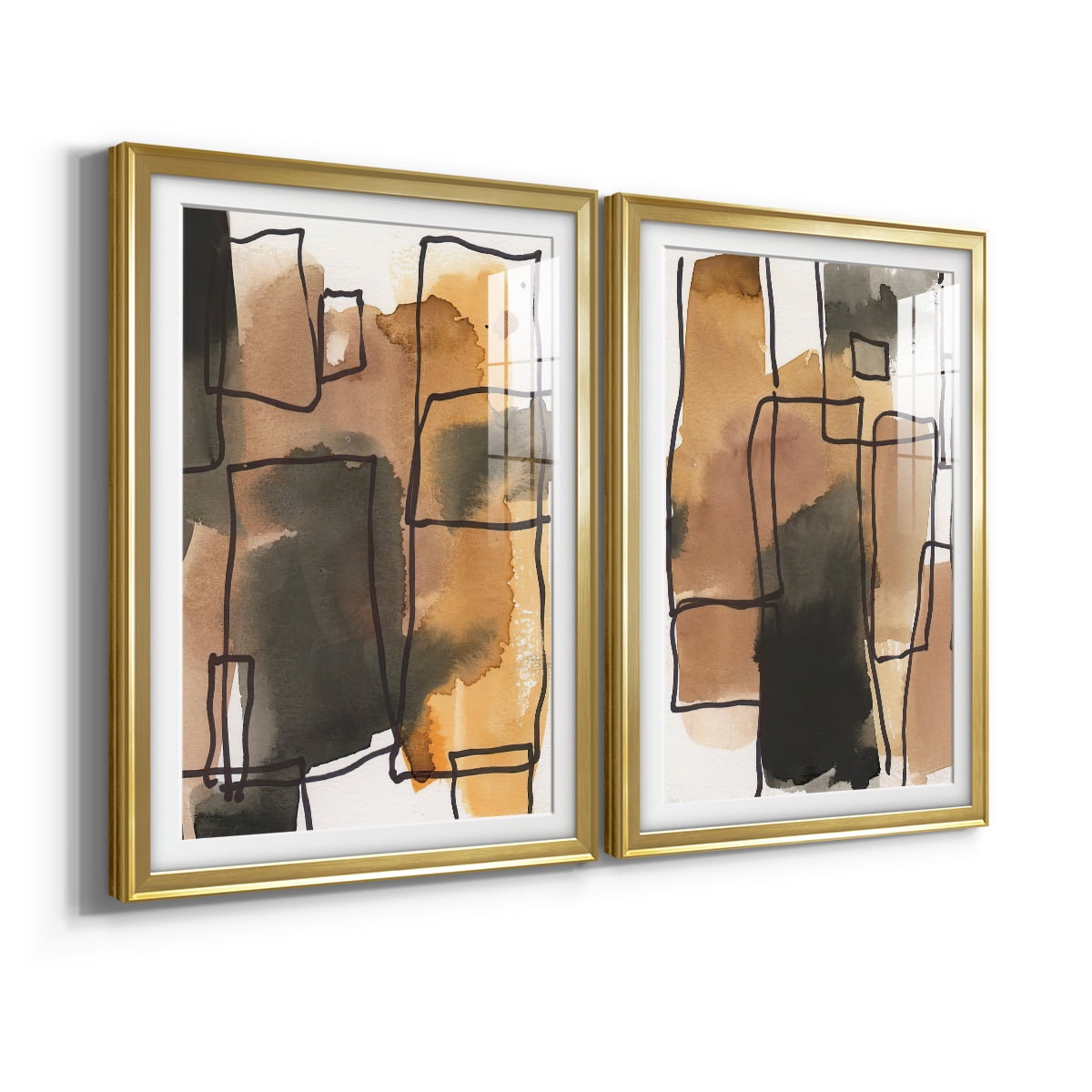 Wexford Home Retro Vibe I Premium Framed Print, 22.5" x 30.5" - Ready to Hang, Gold (Set of 2)