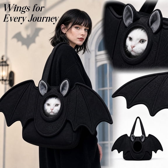 Halloween Bat Pet Carrier Bag, Portable Travel Carrier for Cats and Small Dogs, Comfortable Carry Bag for Shopping Vet Visits and Outdoor Trips