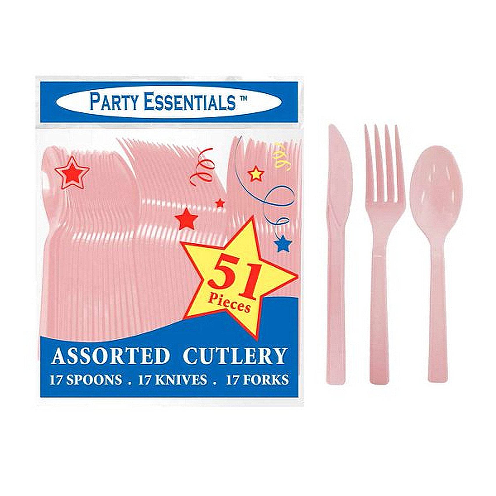 1 Party Essentials Pink Plastic Assorted Cutlery 51 Ct.