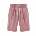 thumbnail image 4 of Pantalones cortos Cintura elástica Pantalones cortos sueltos Mujer Trajes de verano, Rosa, XL kenally AP002089-33, 4 of 6