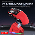 thumbnail image 3 of ATTACK SHARK X11 59g Wireless Gaming Mouse with RGB Magnetic Charging Dock, PixArt PAW3311 Sensor, Wired/2.4G/Bluetooth, 22K DPI for PC/Mac-Red&Tape, 3 of 8