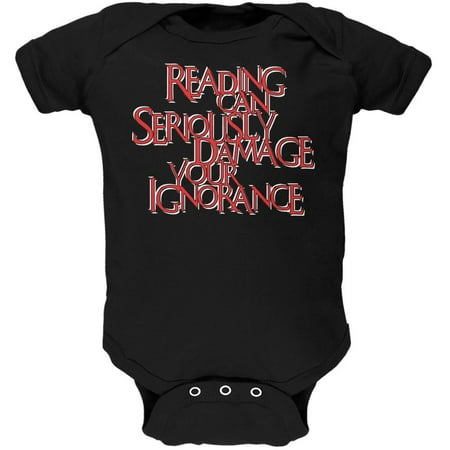 Reading Damages Ignorance Funny Black Soft Baby One Piece