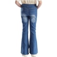 thumbnail image 3 of LiiYii Kids Girls High Waist Distressed Bell Bottom Stretchy Denim Pants Ripped Flared Jeans Trousers Blue 10, 3 of 7