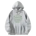 thumbnail image 2 of Sudaderas con capucha para mujer, corte holgado, con bolsillos, hombros caídos, estampado de letras, Tops, sudadera con cuello redondo para salir de , xxl, 2 of 10