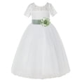 thumbnail image 2 of Ekidsbridal Ivory Floral Lace Vintage Flower Girl Dresses for Wedding Pageant Father Daughter Dance Recital Gown LG2T 5, 2 of 3