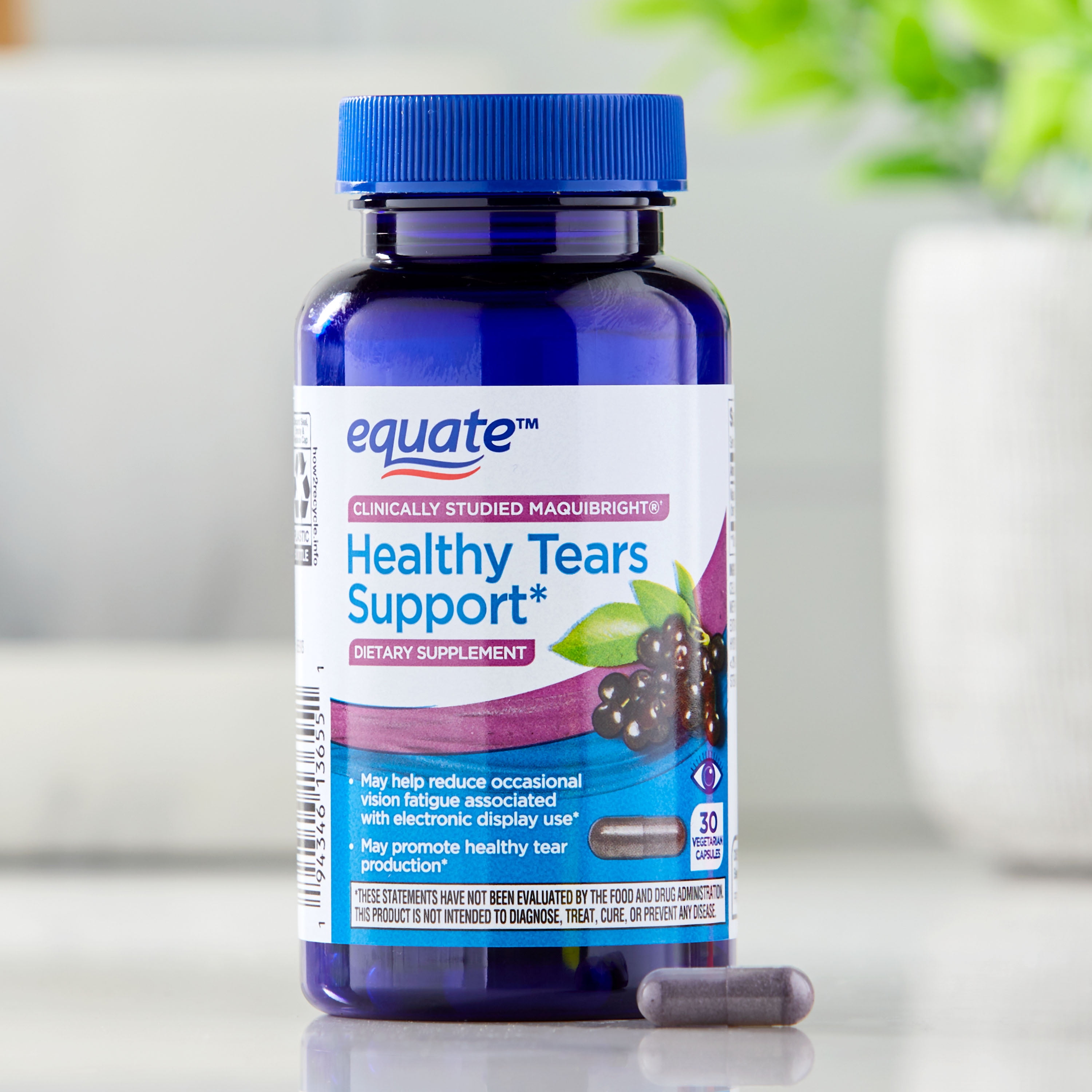 Equate Healthy Tears Support Vegetarian Capsules Dietary Supplement, 30 Count