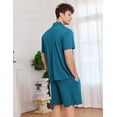 thumbnail image 2 of EKOUAER Mens Pajamas Set Short Sleeve Sleepwear Button Down Soft Loungewear 2 Piece Pj Shorts Sets with Pockets, 2 of 6