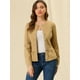 thumbnail image 2 of Chaqueta de mezclilla Allegra K con cuello redondo botones manga larga peplum Caqui XS, 2 of 6