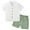 White+Green, variant on XBASW Toddler Baby Boys Cotton Linen Shirt Shorts Clothes Set Solid Color Short Sleeve T-Shirt Tops + Shorts Summer Outfit 12M-6T
