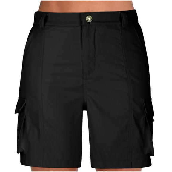 Hvot&aat Women's Hiking Bermuda Shorts Quick Dry Athletic Cargo Shorts Casual Stretch Waist Zipper Shorts with Pockets