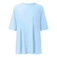 thumbnail image 4 of Plus Size T Shirts Crew Neck Fitted Shirt Basic Short Sleeves Summer Classic Tee Ladies Shirts Blue XL, 4 of 4