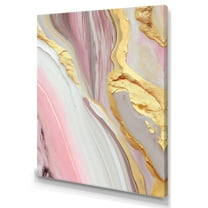 Designart Pink And Gold Marble Abstract III Canvas Wall Art