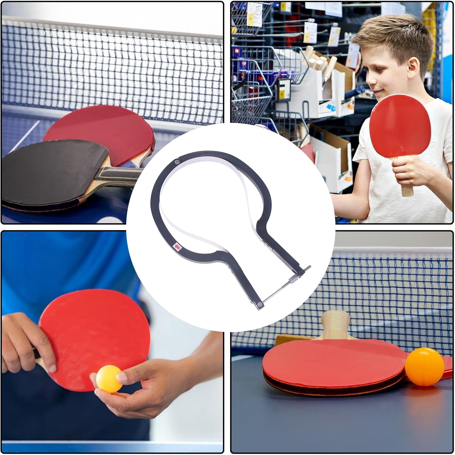 Table Tennis Racket Trimmer, Adjustable Rubber Cutting Tool for Paddle Edge Shaper, Universal Fit for Penhold Shakehand Racket Maintenance, Black