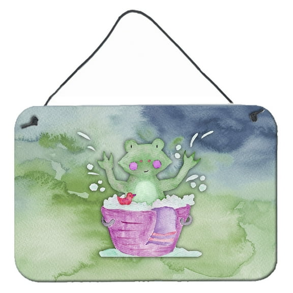 Carolines Treasures BB7343DS812 Frog Bathing Watercolor Wall or Door Hanging Prints  8x12 multicolor