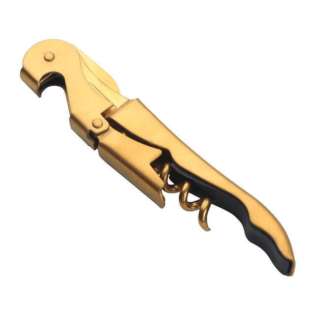 Corkscrew Wine Opener, Stainless Steel Wine Bottle Opener with Built In Foil Cutter, Home Bar Tools, Golden