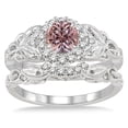 thumbnail image 2 of 1.25 Carat Morganite & Diamond Vintage floral Bridal Set Engagement Ring on 10k White Gold, 2 of 3