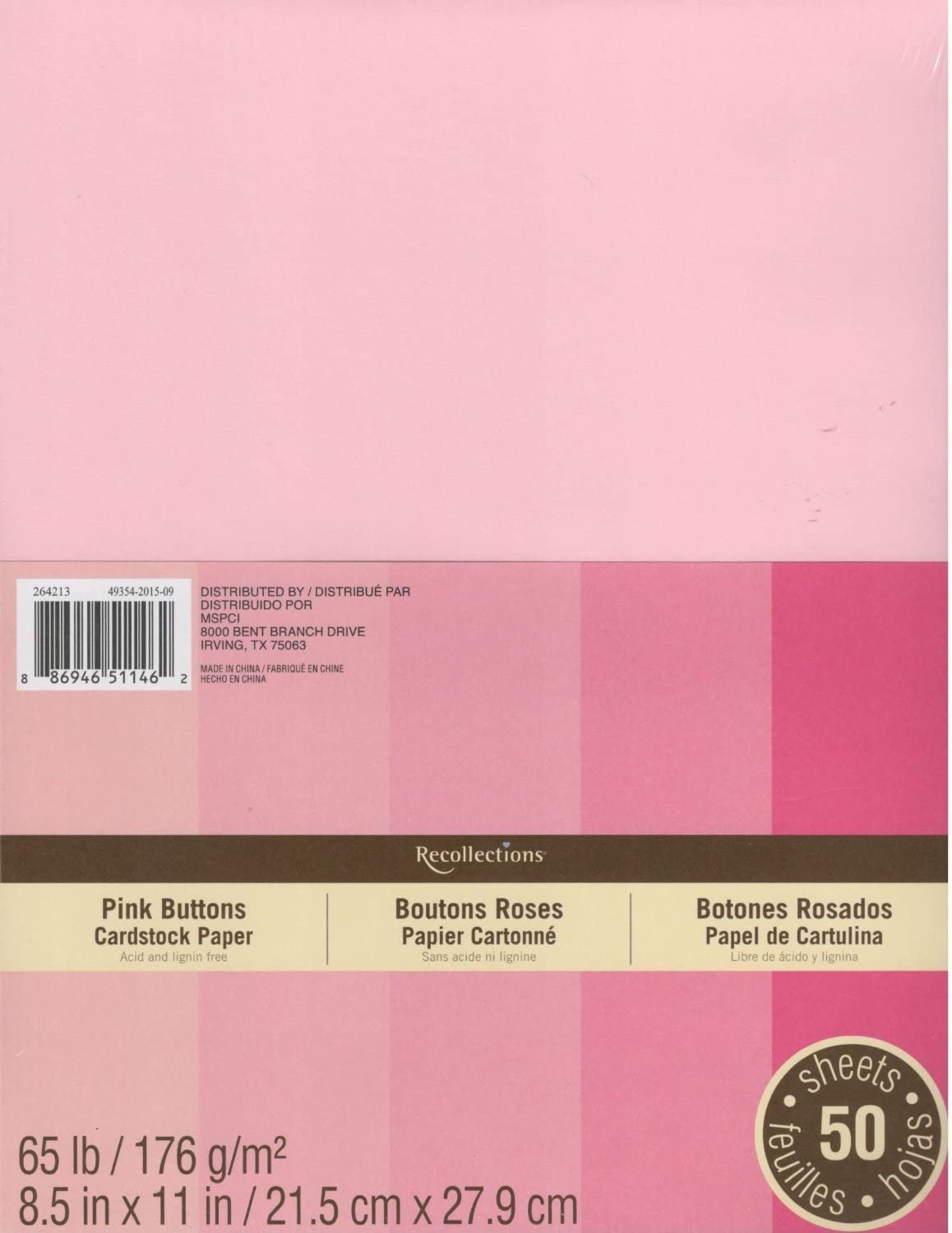 Recollections Cardstock Paper, 8 1/2 X 11 Pink Buttons 50 Sheets by