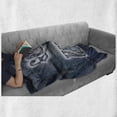 thumbnail image 6 of Chill Soft Flannel Fleece Throw Blanket, Inspiration Words on Wooden Planks with Grunge Scratched Display Relaxation, Cozy Plush for Indoor and Outdoor Use, 60" x 80", Dark Blue White, by Ambesonne, 6 of 6