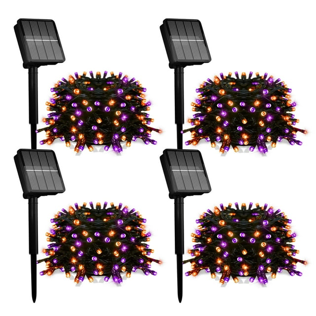 Luces solares para Halloween tipo flechlary, paquete de 4 unidades, 120 m, 400 LED, IP65