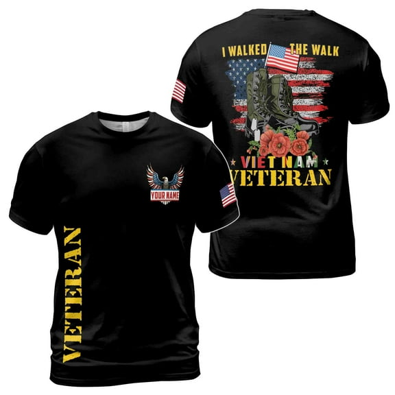 I Walked The Walk American Soldier Vietnam Veteran 3D T-Shirt S-5XL