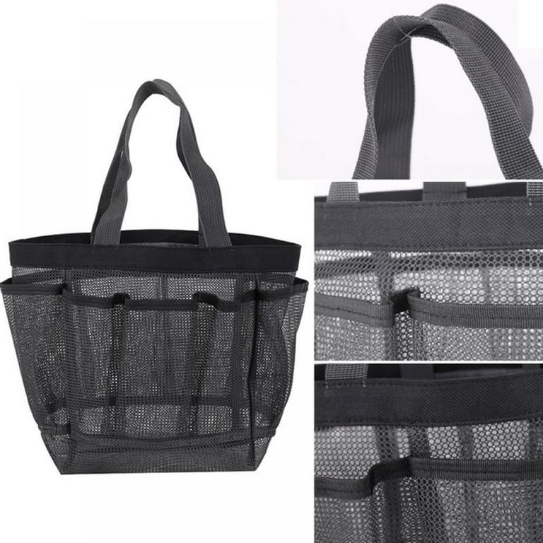 Portable mesh beach bag bathing swimming bath bag 8-pocket mesh storage bag  transparent travel toilet bag